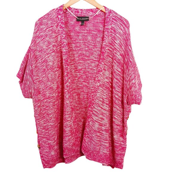 Lane Bryant Sweaters - Lane Bryant, Sweater Wrap, Size 22/24, Pink/White Weave, Button Detail on Sides